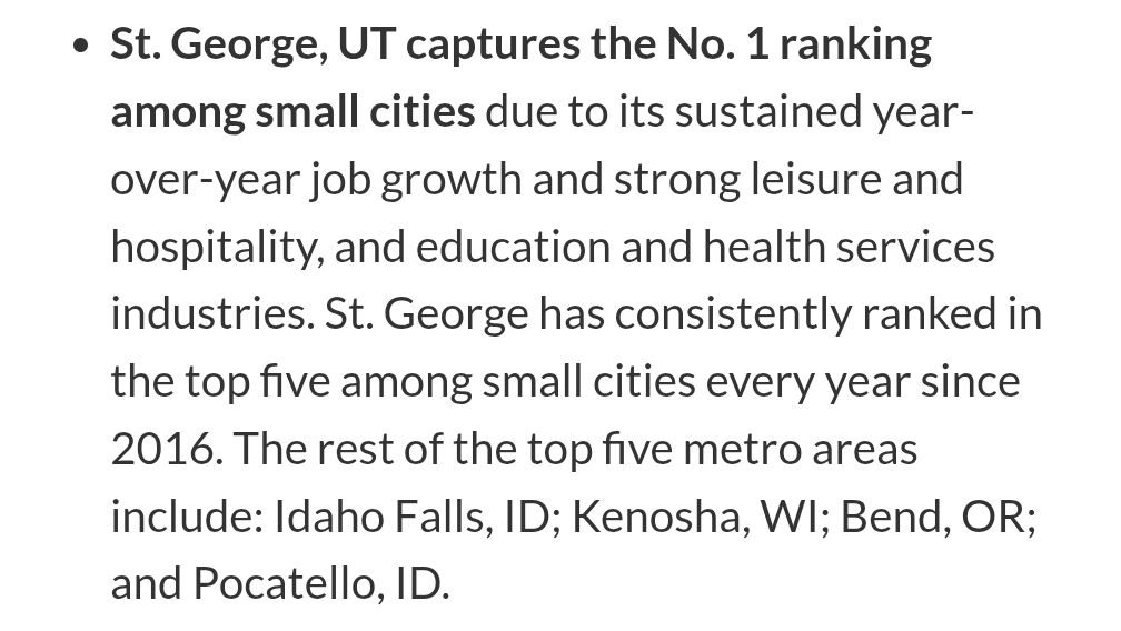 News image for St. George Ranked #1 Small City in America by Milken Institute - Related to Zion National Park